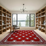 Red Shield Motif Heritage Area Rug