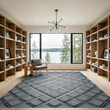 Grey Geometric Modern Modern Grey Geometric Lattice Area Rug