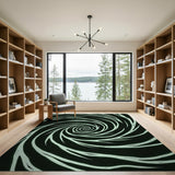 Hypnotic Neon Green Spiral Area Rug