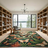 Vibrant Butterfly Jungle Garden Rug