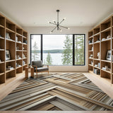 Gold Interlocking Frames Geometric Area Rug