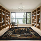 Majestic Grizzly Bear Starry Night Forest Rug