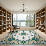 Teal Gold Traditional Persian Area Rug