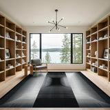 Black White Geometric Tunnel Illusion Rug