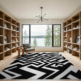 Black and White Geometric Modern Bold Black White Geometric Abstract Rug