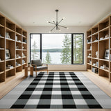 Classic Rustic Farmhouse Classic Black White Buffalo Check Area Rug