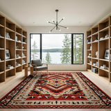 Southwestern Geometric Red Tan Area Rug