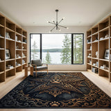 Ornate Gold Paw Star Mandala Rug
