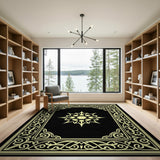 Black Gold Traditional Persian Medallion Rug