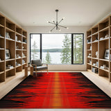 Fiery Red Black Geometric Area Rug