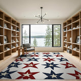 Distressed Patriotic Stars Area Rug