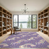 Purple Unicorn Rainbow Kids Washable Area Rug