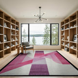Geometric Modern Pink Purple Abstract Area Rug