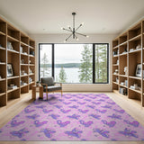 Playful Purple Winged Creatures Pink Pattern Area Rug