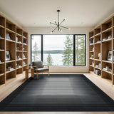 Black White Geometric Gradient Line Area Rug