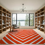 Bold Red Diamond Grid Geometric Area Rug