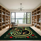 Whimsical Black Cat Cartoon Area Rug