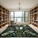 Whimsical Green Bunny Egg Garland Rug