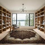 Brown and Tan Distressed Vintage Mandala Area Rug