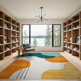 Teal Orange Yellow Abstract Geometric Area Rug