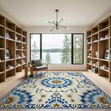 Blue Mandala Starburst Persian Rug