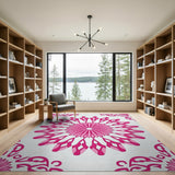 Pink Pink Floral Mandala Area Rug