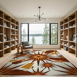 Orange Bold Orange Starburst Geometric Area Rug