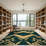 Teal Gold Ornate Persian Area Rug