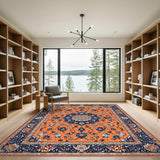 Orange Persian Floral Area Rug