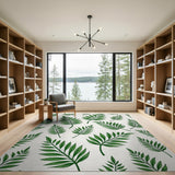 Green Green Palm Frond Pattern Area Rug