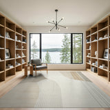 Beige and Neutral Fluid Beige Abstract Area Rug