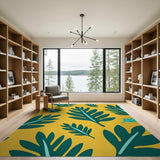Sunny Yellow Monstera Leaf Area Rug