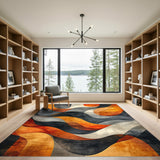Abstract Area Orange Abstract Orange Wave Area Rug