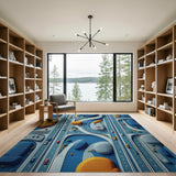 Futuristic Blue Cityscape Area Rug