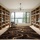 Wavy Brown Marble Swirl Area Rug