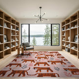 Playful Cartoon Tigers Pink Area Rug