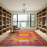 Radiant Sun Face Boho Chic Area Rug