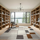 Geometric Modern Geometric Grey Block Area Rug