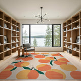 Orange Vibrant Peach Fruit Pattern Area Rug