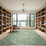 Mint Green Cream Swirl Abstract Area Rug