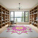Pink Yellow Mandala Area Rug