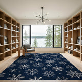 Navy Snowflake Area Rug