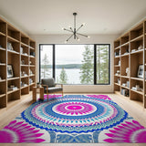 Multi-color and Patterns Vibrant Pink Mandala Tribal Area Rug