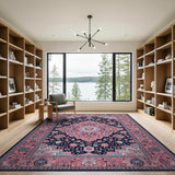 Pink and Navy Traditional Persian Area Rug