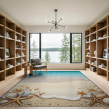 Coastal Ocean Waves Seashell Area Rug