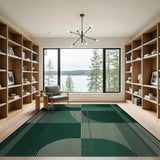 Geometric Modern Green Green Geometric Abstract Area Rug