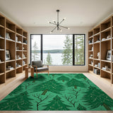 Teal Green Pine Forest Area Rug