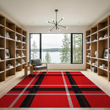 Red Bold Red Plaid Check Area Rug