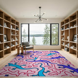 Playful Cartoon Lizard Pink Area Rug