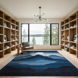 Blue Layered Mountain Moonrise Area Rug